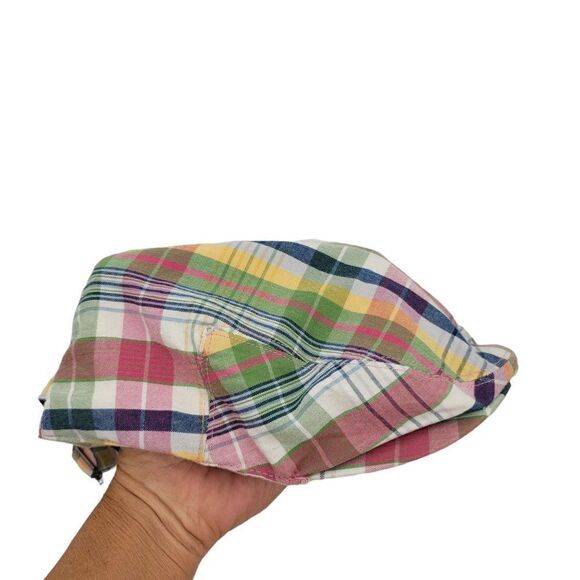 Vtg 80's Polo by Ralph Lauren Hat Madras Plaid Multicolor Driving Cabbie Golf - Picture 11 of 13
